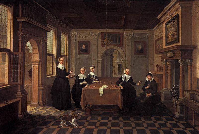 Five ladies in an interior, BASSEN, Bartholomeus van